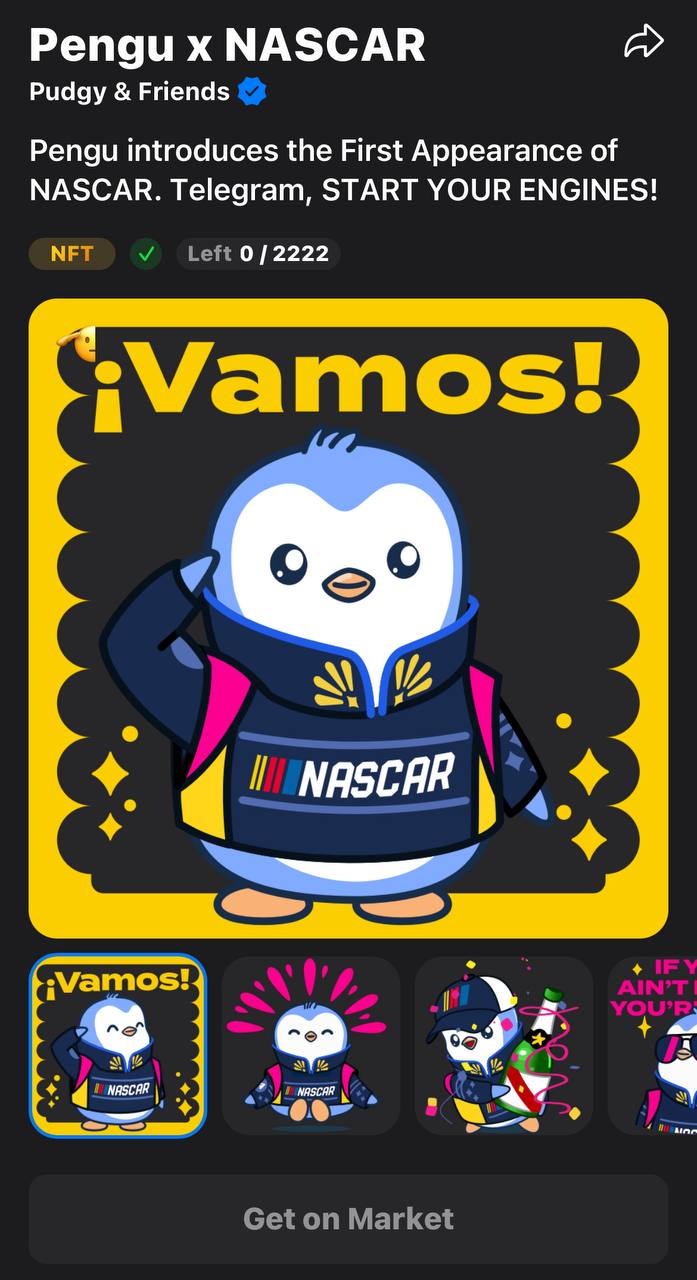 Запуск стикеров «Pengu x NASCAR» вызвал сбой в мини-приложении . В течение 10 минут пользователи сталкивались с черным экраном, пытаясь приобрести долгожданный стикер. Удача улыбнулась не всем Мне удалось приобрести один стикер за 3888 , и сейчас его цена на вторичном рынке начинается от 200 TON Феноменальная прибыль за считанные минуты Сложно поверить, но это факт Тут покупаем стикеры - Тут торгуем стикерами - Интересно послушать ваше мнение, что вы думаете по поводу стикеров? С уважением. Павел Астахов. жизнь Астахова Основной канал