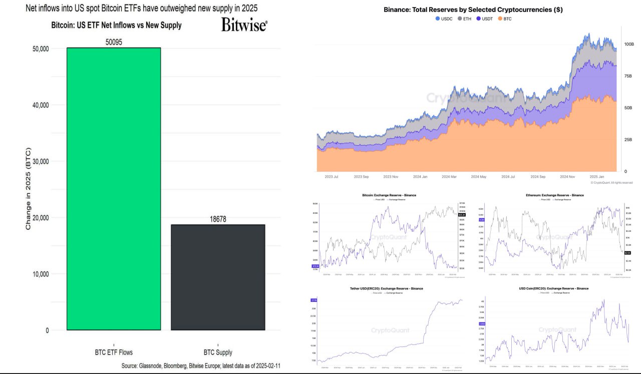 С начала этого года спрос на BTC со стороны корпоративных держателей и ETF продолжает значительно превышать выпуск новых BTC майнерами.  CryptoQuant: На биржах осталось всего 2.5 млн биткоинов — минимум с 2022 года.    Наши ссылки    Торгуем на Bybit     Торгуем на BingX      Pro Energy