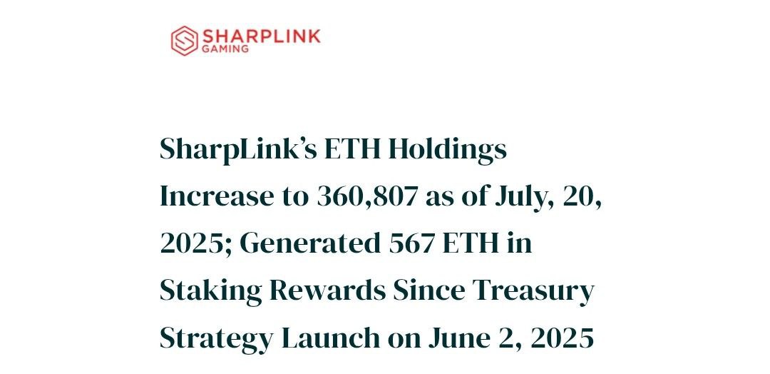 SharpLink Gaming накапливает ETH как безумные За неделю компания докупила 79 949 ETH на $258M — рекордная недельная покупка в её истории. Итоговый баланс = 360 807 ETH +29% С июня 2025 их стейкинг уже принёс +567 ETH. Это буллрановый сигнал? Crypto Chat Exchange ADS
