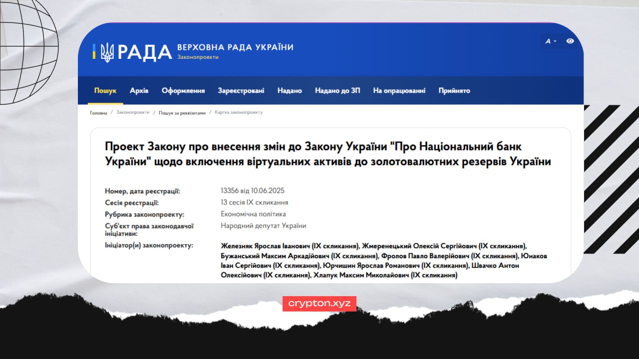  Украина ВРЫВАЕТСЯ в крипту! В Верховной Раде Украины был зарегистрирован законопроект, согласно которому предлагается создать государственный криптовалютный резерв. В случае принятия этого закона власти смогут включать цифровые активы в золотовалютный резерв страны. Обменник Экосистема Crypton Мерч