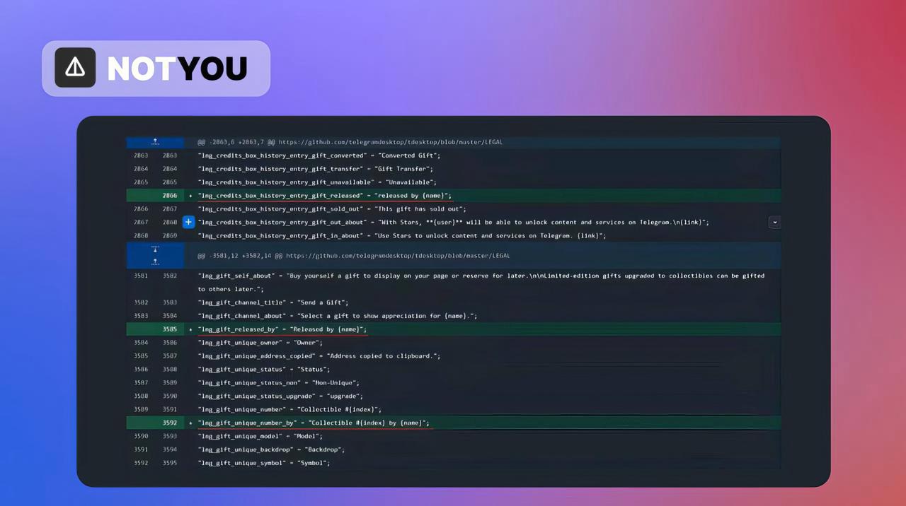 Авторские подарки в Telegram   Недавно в бета версии Telegram для Android была замечена новая функция «Авторский подарок».   А теперь в файле на GitHub появилась новая часть кода, добавляющего подписи:  → Коллекционный #[номер] от @[имя_канала]  → Выпущен [кем-то]  Такая же метка есть на уникальных подарках без улучшений. Эти подписи будут отображаться в интерфейсе, когда вы смотрите на подарки в приложении.