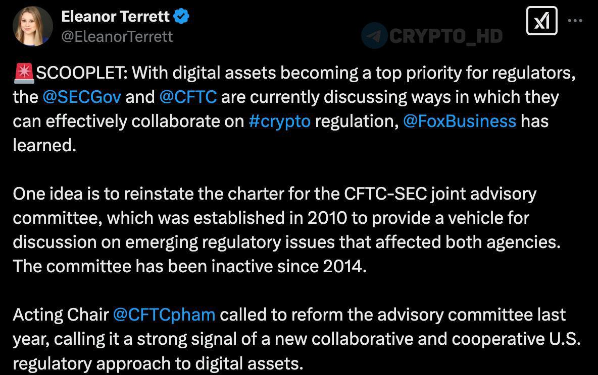 SEC и CFTC планируют возобновить работу совместного консультативного комитета для регулирования криптовалют  FOX   Crypto Headlines