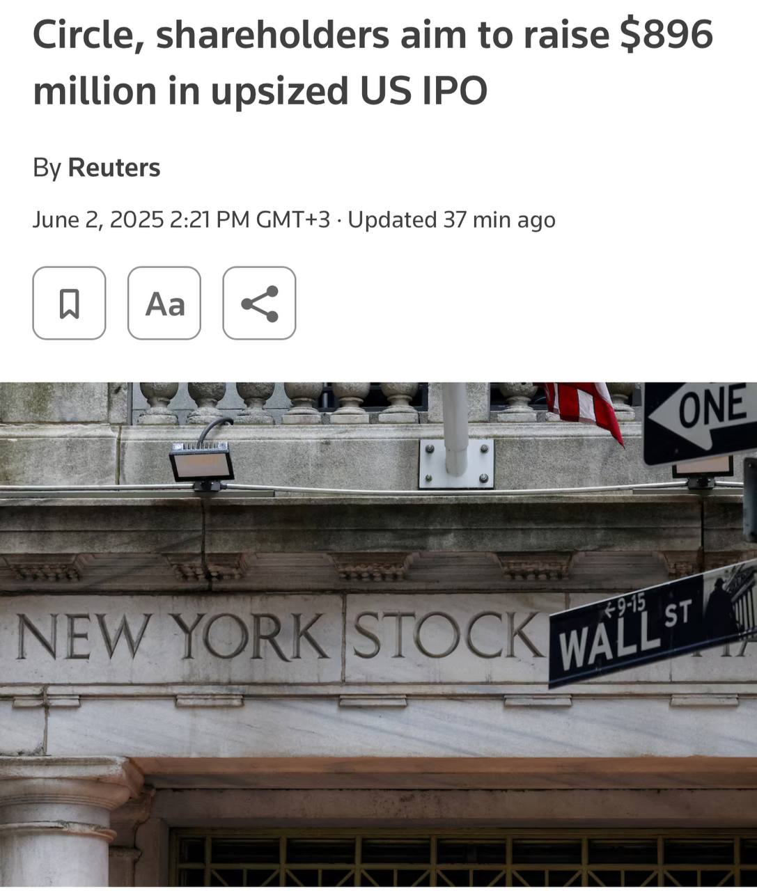 Circle готовится к IPO с целью привлечения $896,000,000. Эмитент стейблкойна USDC расширил свои планы по IPO в США. Вместо ранее запланированных 24 миллионов акций по цене от $24 до $26, теперь компания и её акционеры предлагают 32 миллиона акций по цене от $27 до $28. Таким образом, потенциальный объем привлеченных средств увеличился с $624 миллионов до $896 миллионов. Оставайтесь в курсе последних новостей вместе с