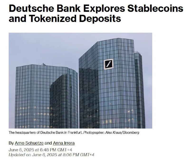 Deutsche Bank рассматривает возможность работы со стейблкоинами – от выпуска собственного токена до участия в отраслевых инициативах. #Deutsche #Bank