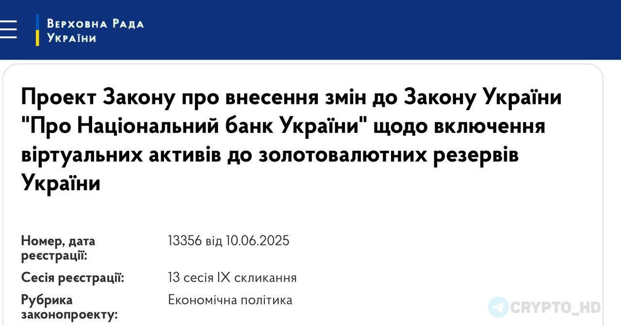 Нацбанку Украины могут позволить создать государственный крипторезерв! документ Ранее: - финальная стадия - подтверждение - слухи Crypto Headlines