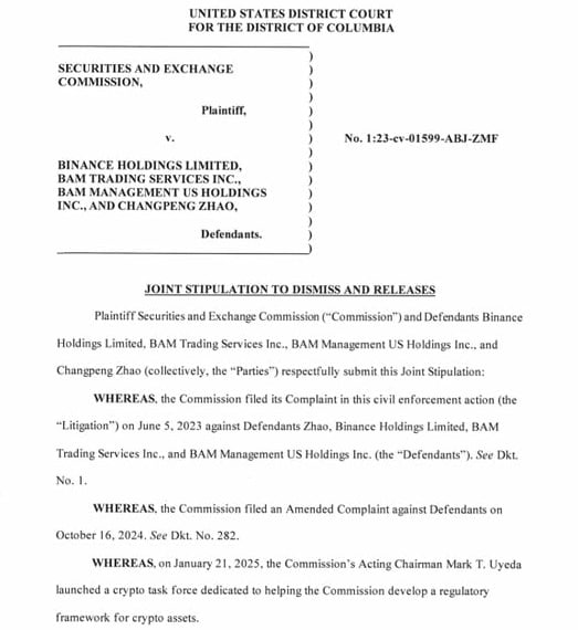 SEC и Binance подали совместное заявление о прекращении судебного разбирательства Наши ссылки Торгуем на Bybit Торгуем на BingX Pro Energy