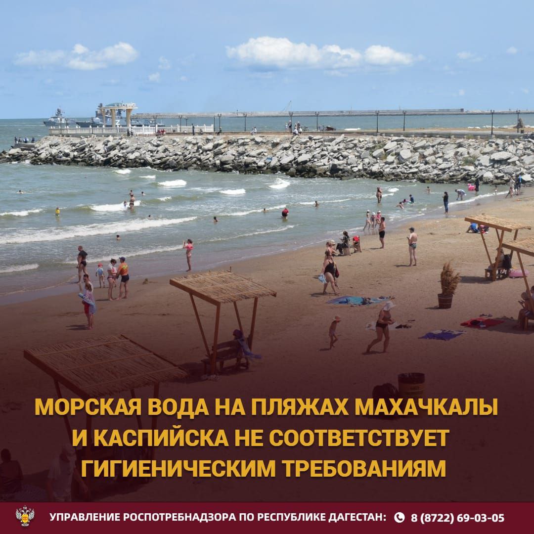 Результаты исследований морской воды на пляжах г. Махачкалы и Каспийска не соответствуют гигиеническим требованиям По состоянию на 02.06.2025 в адрес Управления поступило 11 заявлений на получение санитарно-эпидемиологичесих заключений. Из них три признаны непригодными, и три ООО «Турбаза Прибой» г.Избербаш, «Гоксув» Каякентский район, пляж санатория «Каспий» получили заключение о соответствии. Остальные заявления находятся на рассмотрении. В связи с этим Управлением готовятся постановления о введении ограничительных мероприятий, предусматривающих запрет купания в прибрежной зоне городов Махачкалы и Каспийска. Информация о введённых ограничениях будет опубликована на официальном сайте. Балансодержателям пляжных зон выданы предписания о проведении дополнительных мероприятий по обеспечению санитарно-эпидемиологического благополучия и защиты прав потребителей на пляжах и в зонах рекреации до начала купального сезона, включая рекомендации по установке баннеров с запретом купания. Управление обращает внимание жителей и гостей республики, что при посещении водоёмов необходимо обращать внимание на наличие предупредительных знаков и не игнорировать запреты на купание.