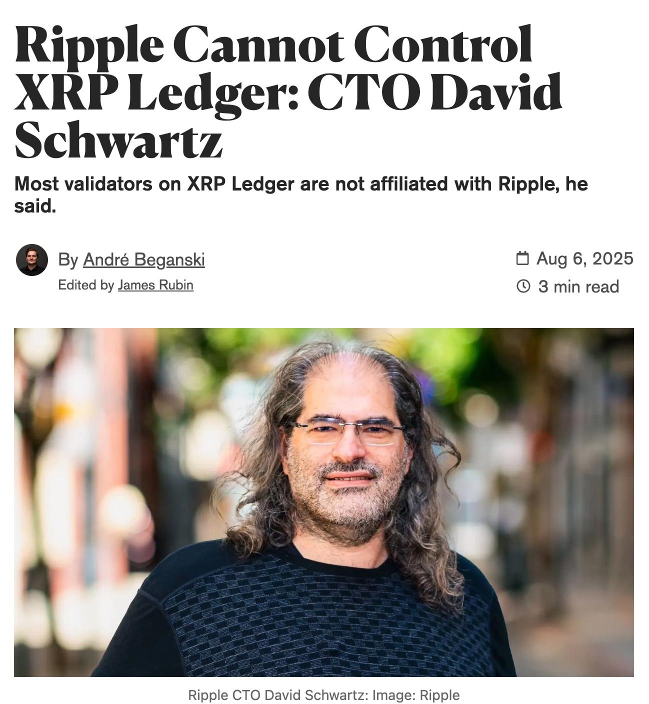 Технический директор Ripple назвал XRP Ledger полностью децентрализованной сетью, несмотря на постоянную критику сообщества. Как пояснил Шварц, ключевое значение имеет не количество валидаторов их всего 187 , а распределение узлов между независимыми операторами — по его словам, Ripple поддерживает лишь один из 35 валидаторов менее 1% от общей сети . Все значимые изменения в протоколе требуют согласия со стороны 80% участников. Мы физически не можем заблокировать какую-либо транзакцию или изменить правила игры в одностороннем порядке. PRO Крипту & Инвест --------------------------------- YouFast VPN™ AML бот Шерлок