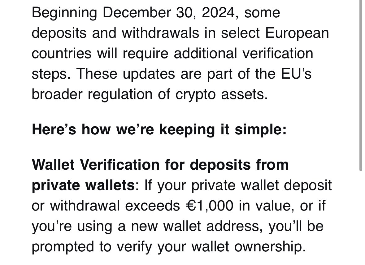 С 30 декабря в ЕС любая криптовалютная транзакция, превышающая 1000 евро с использованием частного кошелька, будет требовать проверки личности
