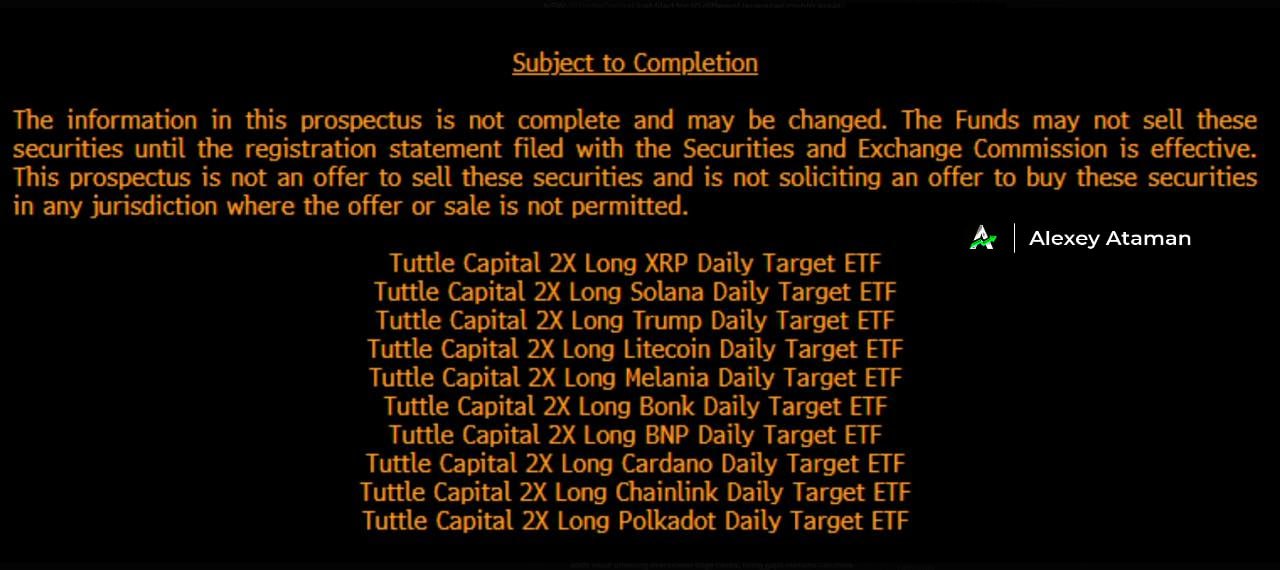 В SEC подали 10 заявок на различные ETF: #XRP, #SOL, #TRUMP,  #MELANIA, #BNP, #BONK, #ADA, #LINK и #DOT    Ataman     Чат   Circle 1%   Bybit     BingX     OKX