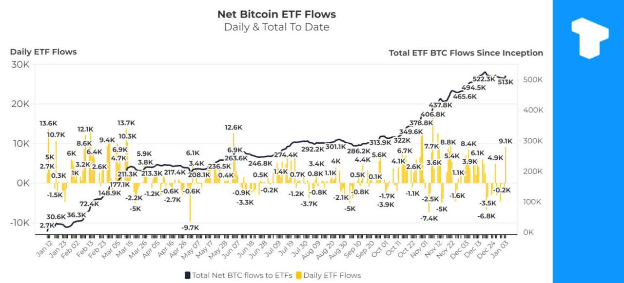 В декабре 2024 года спотовые фонды Биткоин-ETF накопили 51 500 BTC — почти в три раза больше, чем 13 850 BTC, добытых майнерами криптовалют. Это подчеркивает, что институциональные покупки значительно опережают производство биткоинов.  Аналитики предупреждают о надвигающемся «шоке предложения», когда дефицит приведет к росту цен, поскольку балансы на биржах BTC достигнут рекордно низкого уровня, а спрос будет расти, поскольку Биткоин восстановил свою позицию в $100 тыс.    Телеграм  Х    Сообщество  Источник