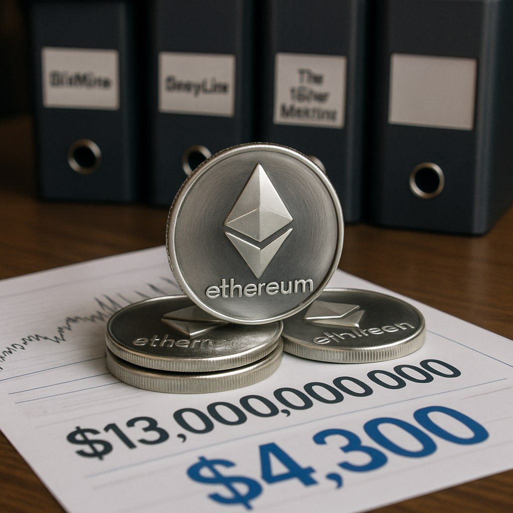 Корпоративные запасы эфира достигли $13 миллиардов на фоне роста цены ETH выше $4,300.   Компаниям BitMine, SharpLink и The Ether Machine удалось значительно увеличить свои активы в эфире, что подчеркивает растущий интерес к этому криптоактиву.    SQUAD