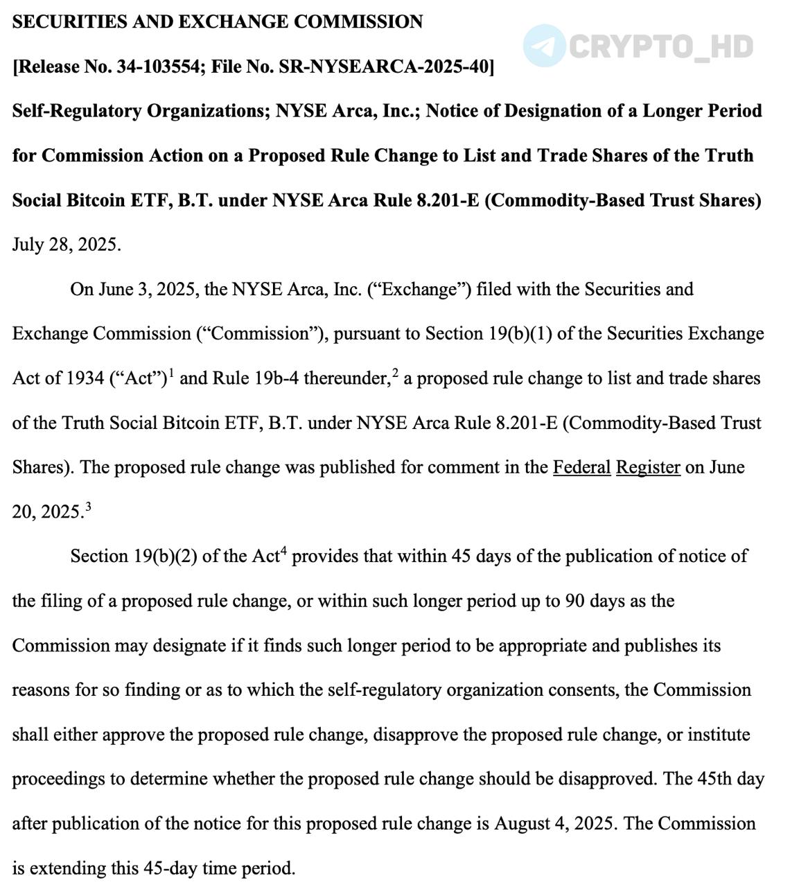 SEC откладывает рассмотрение спотового Bitcoin ETF от Truth Social компании Трампа . UPD: SEC также откладывает рассмотрение запуска Solana ETF от Grayscale. Ранее: заявка Crypto Headlines