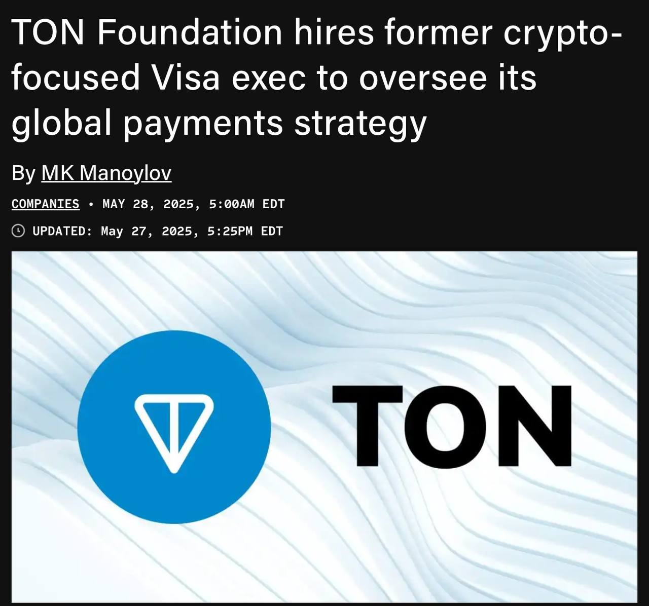 Никола Плеккас, экс-глава Visa Crypto в Европе, присоединился к TON Foundation на должность вице-президента по платежам. В его обязанности войдет разработка глобальной стратегии, установление партнерств с Telegram и упрощение процесса обмена между фиатными валютами и криптовалютами. Оставайтесь в курсе последних новостей вместе с