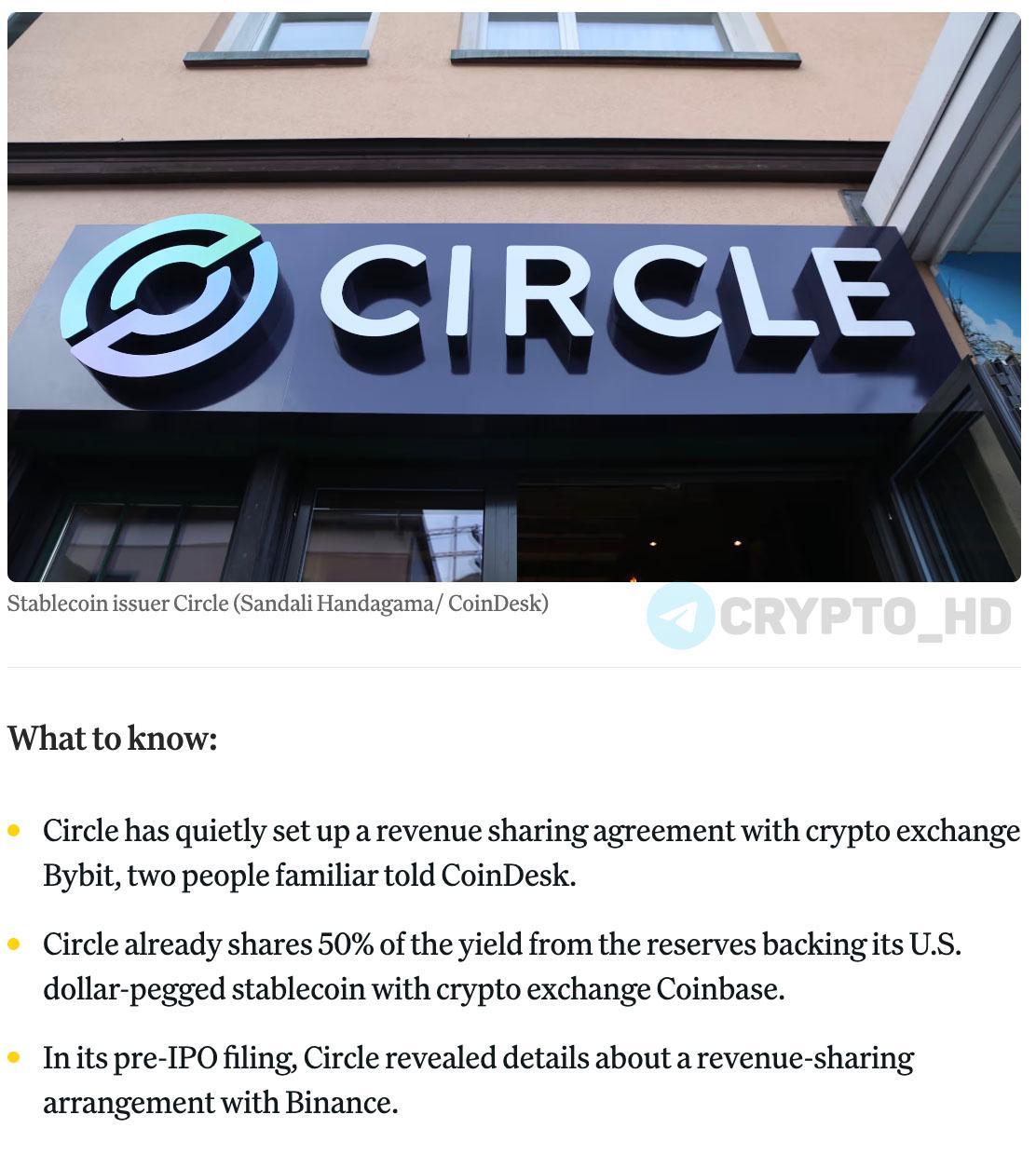 #инсайд Circle начнет выплачивать часть своих доходов бирже Bybit – coindesk Circle уже делит 50% доходности от своих резервов, обеспечивающих USDC, с американской биржей Coinbase. Теперь аналогичное соглашение заключено и с Bybit. Цель: стимулировать биржи активнее продвигать стейблкоин #USDC. Что за доходы: проценты по гос. облигациям США и банковским депозитам. Bybit - ТОП-1 криптобиржа в СНГ. Кто еще не завел аккаунт - бонус до 30,000$ на баланс Crypto Headlines