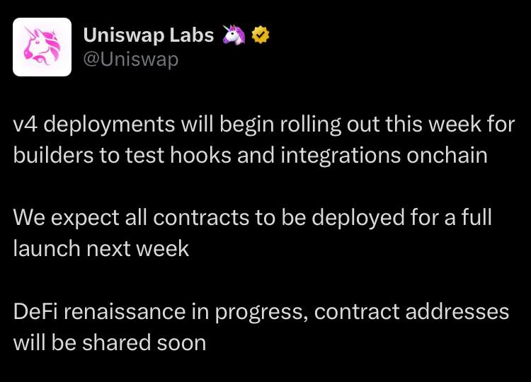 Крупнейшая децентрализованная биржа Uniswap готовится к развертыванию четвертой версии протокола уже на этой неделе.  Адреса контрактов будут опубликованы «в ближайшее время».  Новости   AI   YouTube