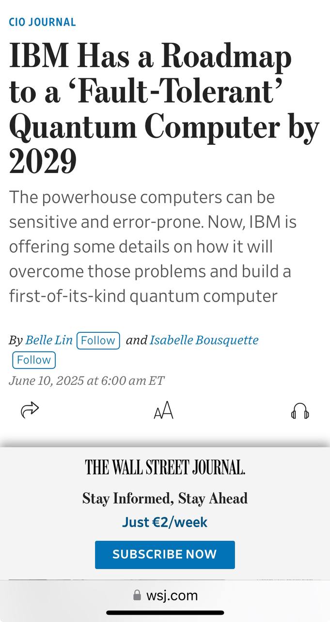 IBM планирует к 2029г создать первый квантовый компьютер, который не будет допускать ошибок Теперь вы знаете когда Биткоину кранты