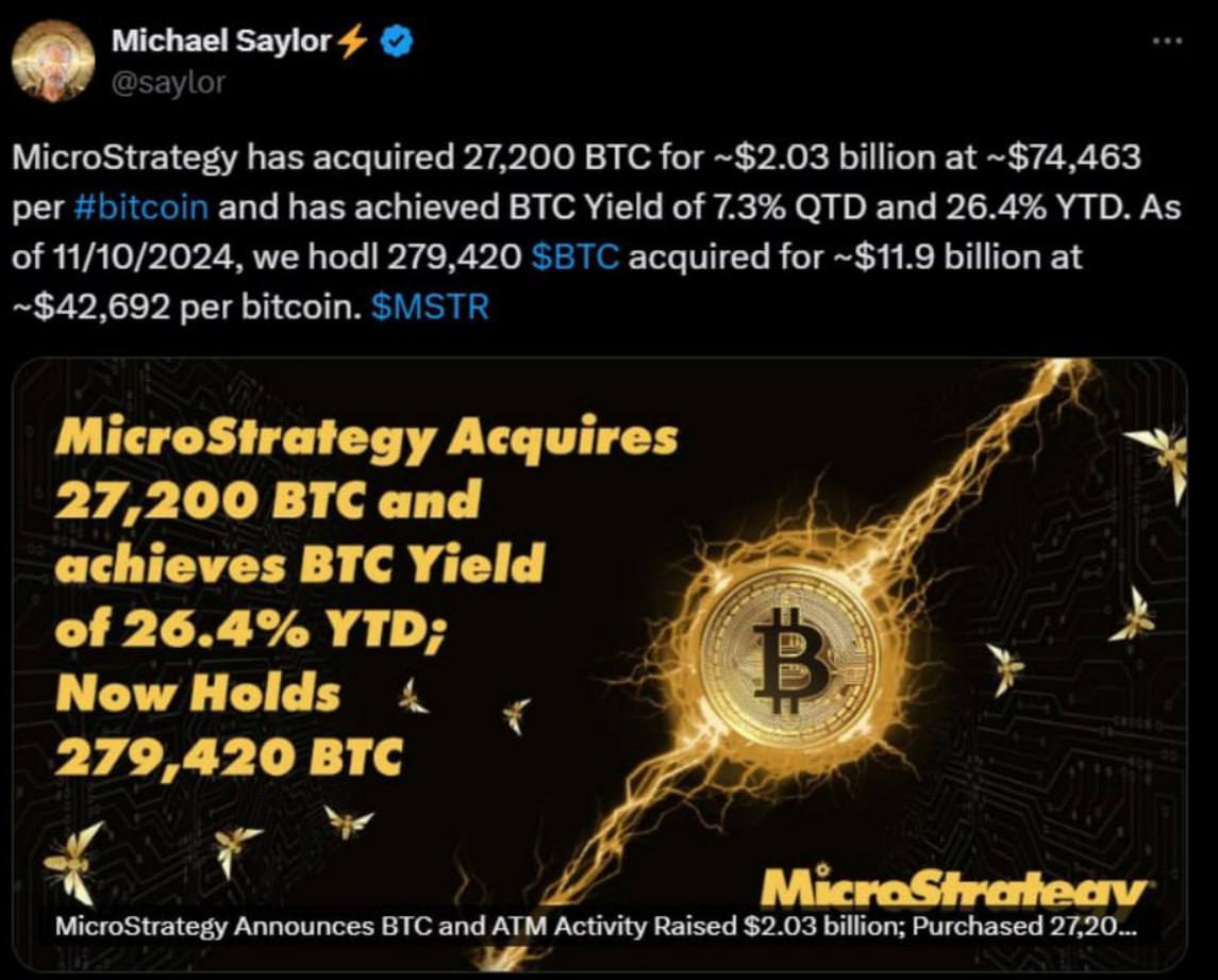 MicroStrategy снова начинают покупать биток    Анонсировали, что добавили в свой фонд еще 20k битков по цене около 74k.    Блог BitCash