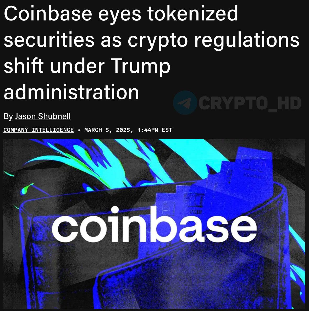 TheBlock: Биржа Coinbase планирует открыть торги токенизированными ценными бумаги в США! Crypto Headlines