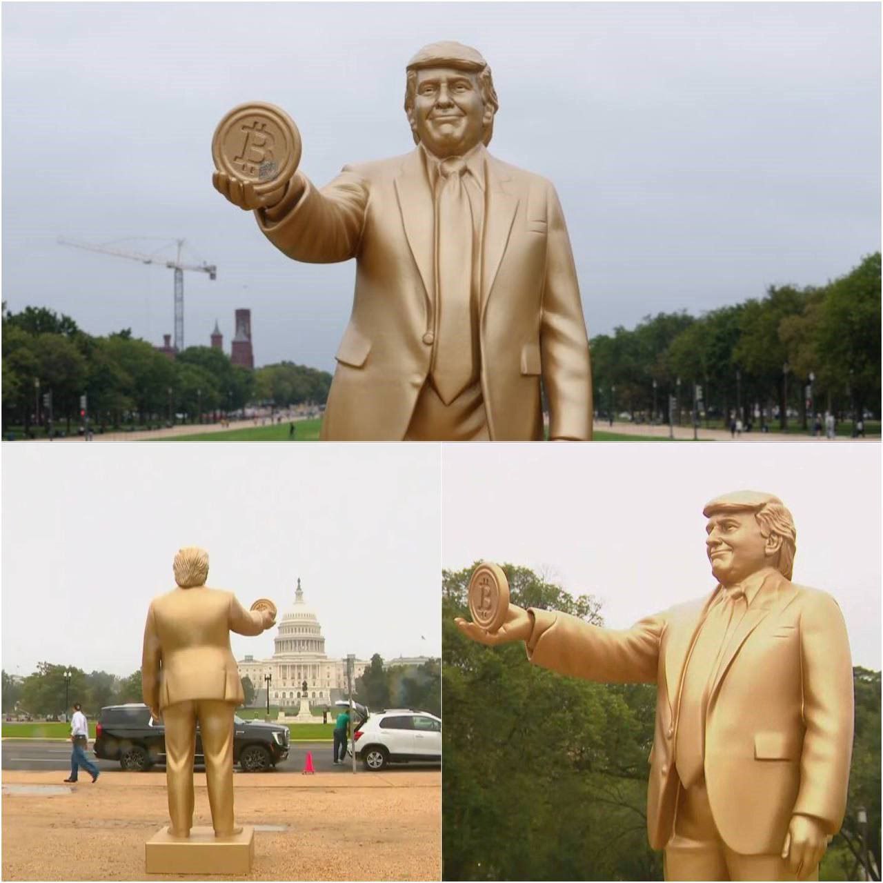 Этот день надо начать с фото 4 метровой статуи Трампа с биткоином в руках Ее установили около Капитолия благодаря поддержке инвесторов в криптовалюту Причём простоит она всего 1 день а дальнейшая ее судьба после демонтажа пока неизвестна По задумке статуя должна вдохновить к дискуссии о будущем государственной валюты и отразить связь между современной политикой и финансовыми инновациями на фоне того как ФРС формирует экономические стратегии