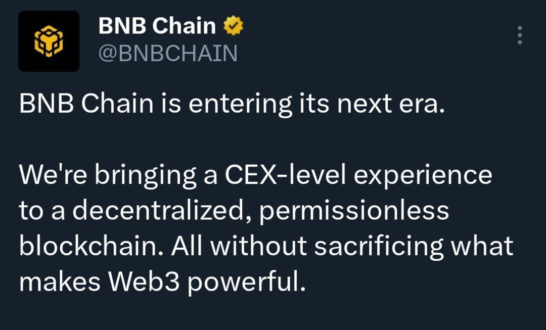 BNB Chain говорят, что переходят на новый уровень блокчейна — децентрализованный и открытый, но такой же скоростной и удобный, как у CEX. Обещают 5000 DEX-свопов в секунду, подтверждение транзакций за 0,15 секунды, увеличение пропускной способности в 20 раз.