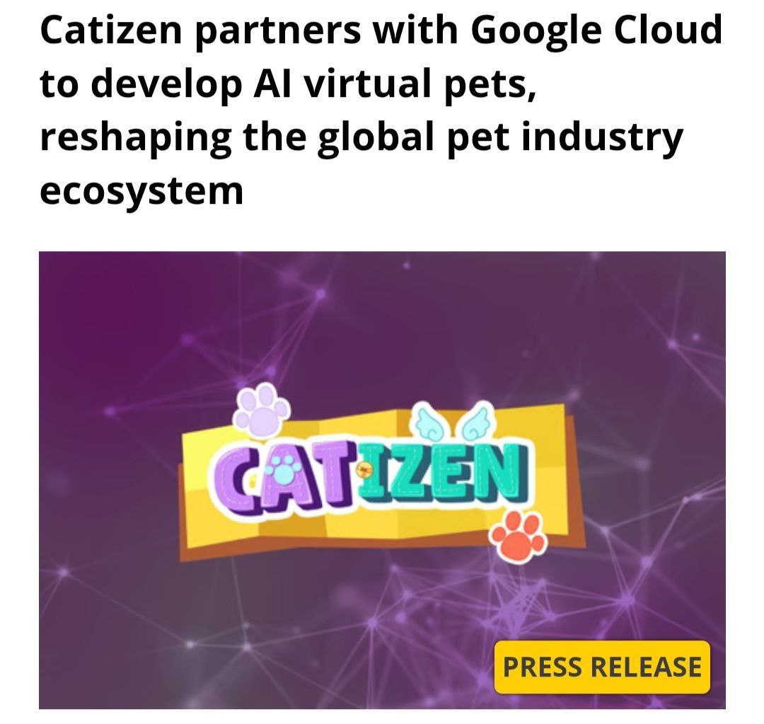Catizen x Google Cloud Команда объявила о стратегическом партнёрстве с Good Cloud для разработки виртуальных домашних питомцев на основе искусственного интеллекта AI CAT. Дополнительная мотивация не упускать проект и дать ему второй шанс? Напомню, что они выделили 75% саплая на дроп в Cattea и + вышёл новый сезонный пасс в Catizen Centre. ЧАТ NotGames Bybit OKX BingX