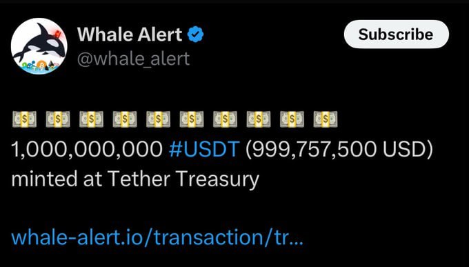 Tether напечатал  1 000 000 000 USDT на блокчейне Tron, первый в 2025 году.  За 2024 год эмитент выпустил 45 млрд USDT  #Tether #USDT #Tron    Наши ссылки    Торгуем на Bybit     Торгуем на BingX      Pro Energy