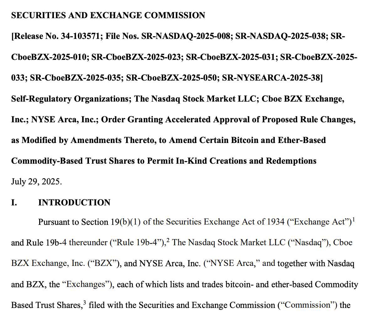 SEC одобрила натуральные выкупы in-kind redemptions для Bitcoin и Ethereum ETF. Это означает, что теперь фонды смогут погашать свои доли не в денежной форме, а напрямую в BTC или ETH. Почему это имеет значение: • Участники смогут сократить налоговые обязательства и издержки. • Повысится эффективность работы ETF. • Это сигнализирует о зрелости криптовалютного рынка в глазах регуляторов. Такой механизм уже давно применяется в ETF на золото и акции. Оставайтесь в курсе последних новостей вместе с