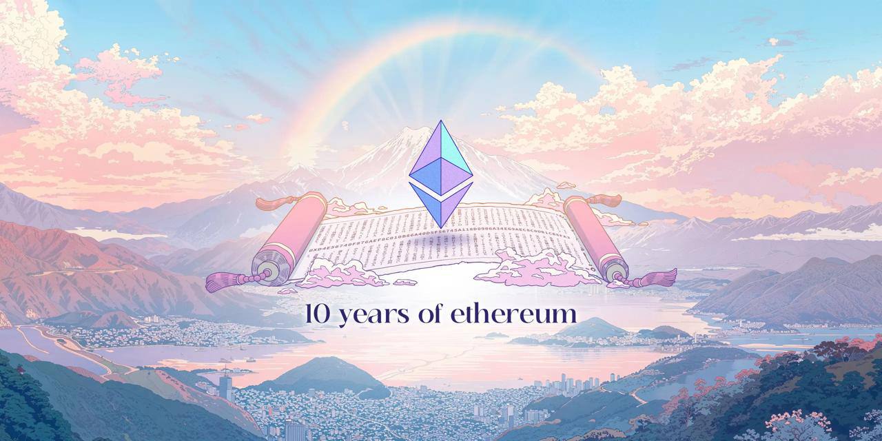 Ethereum — 10 лет  Сеть запущена 30 июля 2015 года  ETH вырос в 12,000 раз    В июле цена приблизилась к $4,000  +53%     Приток в ETF превысил $5,4 млрд    Юбилей отмечен NFT-дропом и стримом с Виталиком Бутериным    Там, где Web3 встречается с трафиком —  DAOGem