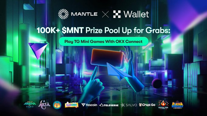 Новая кампания Mantle.  Mantle совместно с OKX запустили новый ивент под названием Telegram Adventure, которая включает в себя 10 мини-аппок в Телеграм и призовой пул в размере 100.000 $MNT.  C 24 октября по 7 ноября — нужно успеть провзаимодействовать с каждым приложением, используя OKX Wallet.   На каждую из 10 игр выделено в сумме по 10.000 $MNT, но учтите, что в некоторых нужно успеть зайти до определенного количества пользователей.  > Устанавливаем OKX Wallet. > Проходим Galxe квесты. > Заходим на страницу ивента и выполняем задания из списка.  Отличная активность для людей, которые только создают капитал в крипте. Присмотритесь.   igorizuchaetcrypty: Telegram, Twitter, DeBank.