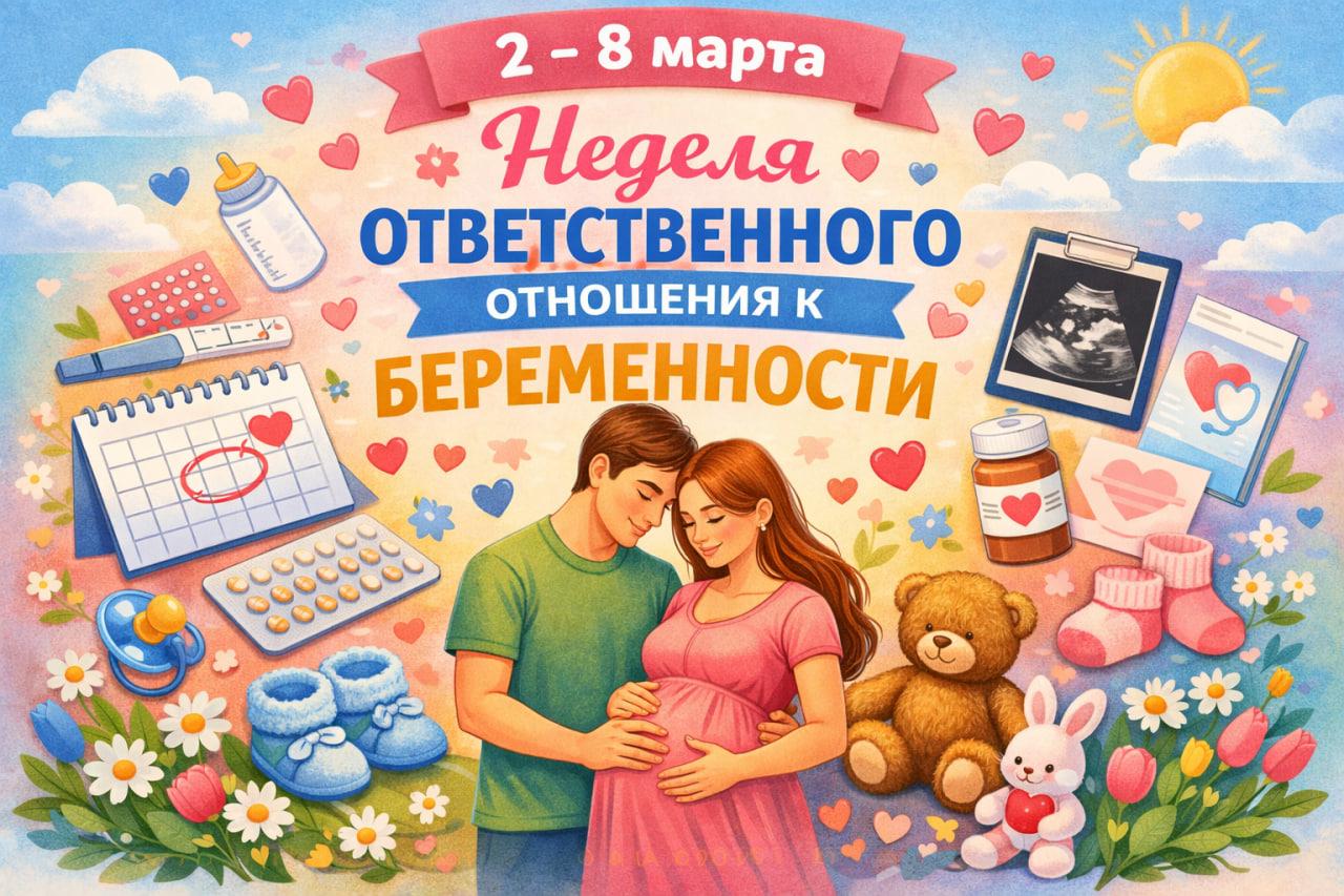С 2 по 8 марта Неделя ответственного отношения к беременности Репродуктивное здоровье важная часть общего здоровья Чтобы избежать скрытых проблем мужчинам и женщинам необходимо регулярно проходить осмотры у специалистов Планировать беременность нужно заранее будущим родителям стоит отказаться от вредных привычек скорректировать питание и режим Женщинам важно восполнить дефицит витаминов и обратить внимание на психологическое состояние Здоровое питание активность и отказ от алкоголя и курения сохраняют репродуктивное здоровье Вредные привычки во время беременности повышают риск патологий у ребенка Умеренная физическая нагрузка если нет противопоказаний помогает будущей маме укрепить мышцы снять боль в спине и подготовиться к родам