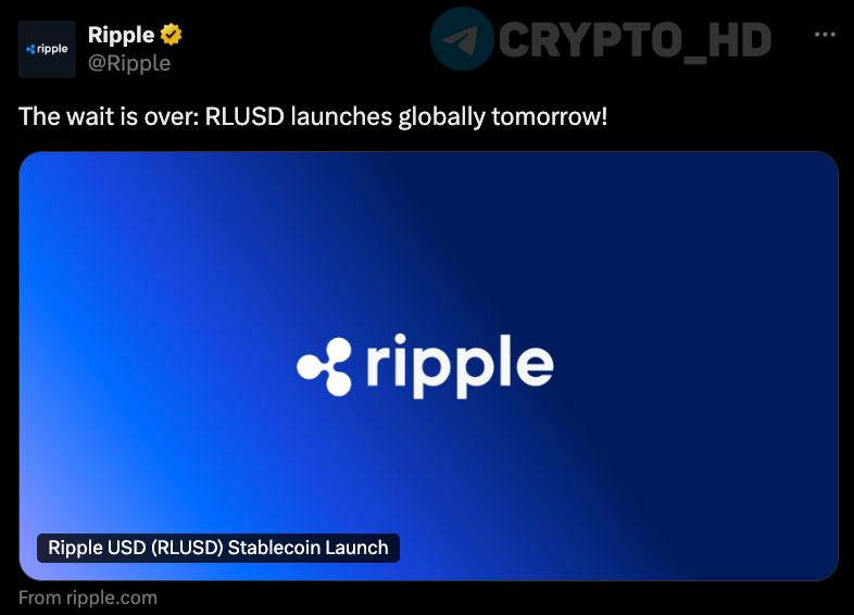 #xrp #листинг   Стейблкоин #RLUSD от Ripple уже завтра залистят на Uphold, Bitso, MoonPay, Archax и CoinMENA – анонс  В ближайшие недели он станет доступен на Bullish, Bitstamp, Mercado Bitcoin, Independent Reserve, Zero Hash и других платформах.  Ранее: регулятор одобрил  Crypto Headlines