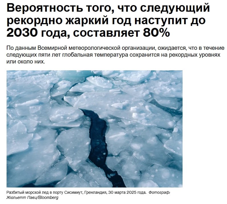 Согласно отчету Всемирной метеорологической организации, антропогенное изменение климата продолжит приводить к потеплению планеты, и в течение следующих пяти лет прогнозируются новые рекордные температуры. В докладе говорится , что средние мировые температуры будут на 1,2–1,9 °C выше средних значений доиндустриальной эпохи. Потепление приведет к увеличению числа экстремальных погодных явлений , которые повлияют на общество и экономику. НейроИнвест