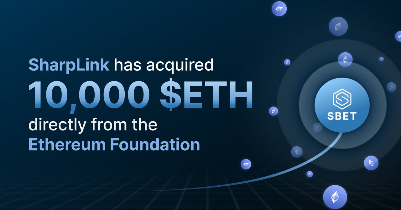 SharpLink Gaming докупила ETH Компания подтвердила покупку 10к ETH на $25.7 млн напрямую у Ethereum Foundation Как мы видим интерес со институционалов никуда не делся — это сигнал серьёзных ставок на долгосрок Crypto