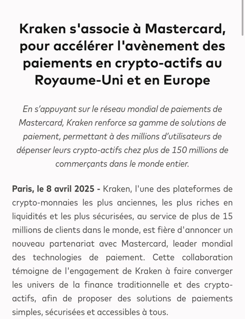 Kraken и Mastercard представляют дебетовые карты с поддержкой криптовалют в Европе.  Оставайтесь в курсе последних новостей вместе с