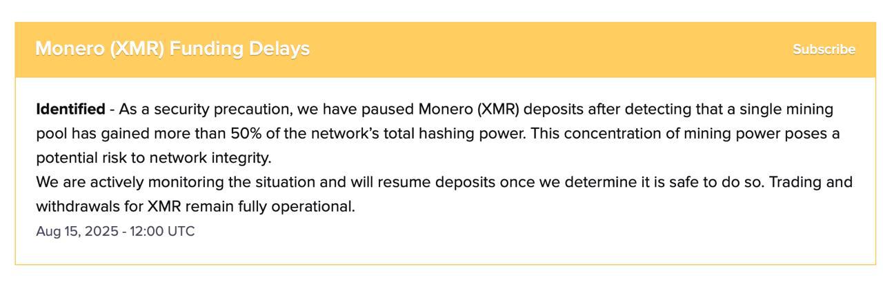 ⏺ Kraken остановила депозиты Monero из-за атаки 51% — ставь реакцию для поддержки канала