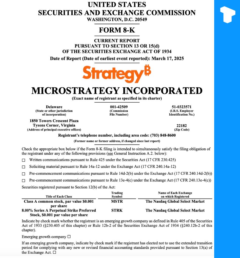 Strategy ранее MicroStrategy приобрела 130 BTC за $10,7 млн по средней цене $82 981 за биткоин, достигнув с начала 2025 года доходности BTC 6,9% . По состоянию на 16 марта 2025 года Strategy владеет 499 226 BTC, приобретенными за $33,1 млрд по средней цене $66 360 за биткоин. Телеграм Х Сообщество Источник