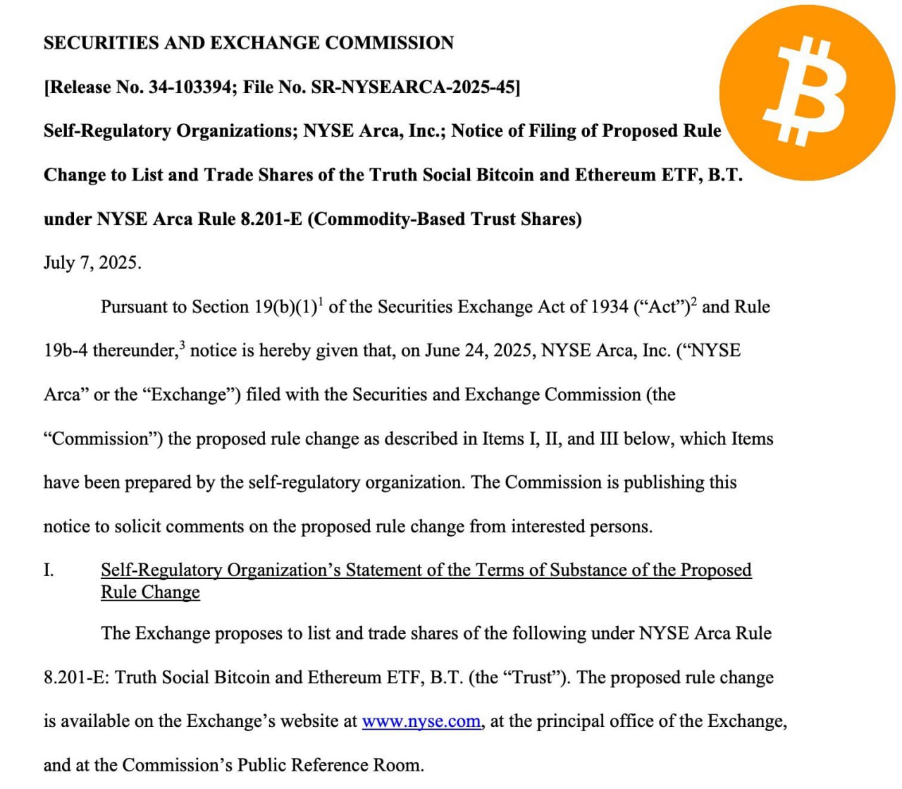 SEC принял к рассмотрению Truth Social Bitcoin-ETF президента Трампа