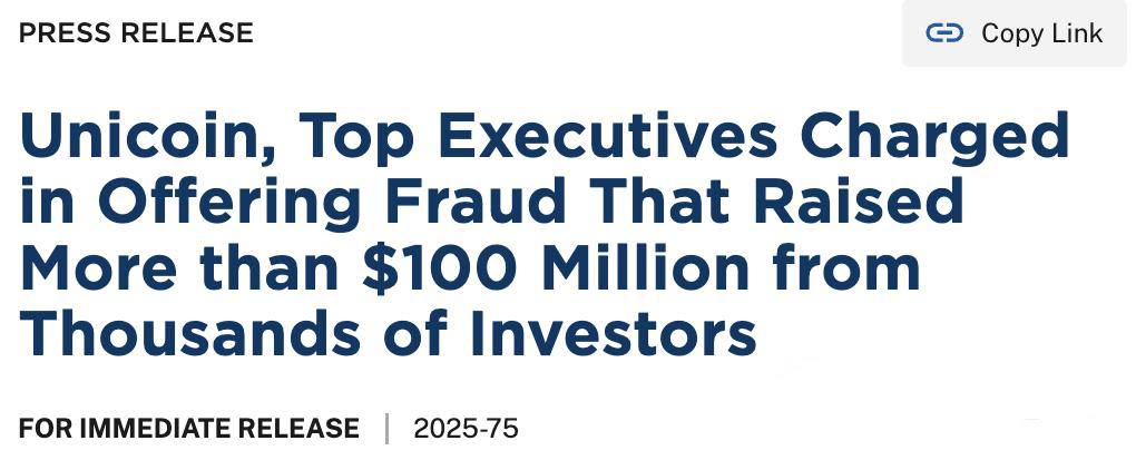 SEC подала иск против Unicoin за мошенничество на сумму 100,000,000 долларов. Регулятор обвиняет криптокомпанию Unicoin и ее руководителей в крупномасштабном мошенничестве: — Компания привлекла более 100,000,000 долларов, утверждая, что ее токен обеспечен недвижимостью, однако сделки не были завершены, а стоимость объектов завышена. — Заявленные покупки в Аргентине, Таиланде, Антигуа и на Багамах оценивались в 1,400,000,000 долларов, в то время как их реальная стоимость не превышала 300,000,000 долларов. — Продажи сертификатов также были преувеличены: заявлено 3,000,000,000 долларов, фактически — 110,000,000 долларов. — Рекламные материалы обещали доходность до 9,000,000%, сравнивая Unicoin с ранними днями Биткоина. Оставайтесь в курсе последних новостей вместе с