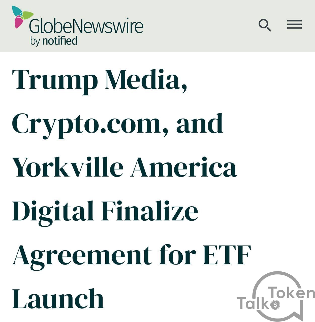 Trump Media и CryptoCom запускают крипто–ETF Компания Trump Media & Technology Group TMTG в сотрудничестве с CryptoCom и инвестиционной фирмой Yorkville America Digital объявила о планах запуска биржевого фонда ETF , ориентированного на криптовалюты Что известно: ETF будет направлен на отслеживание ведущих цифровых активов, включая BTC и ETH. Инициатива направлена на расширение доступности криптовалют для традиционных инвесторов. TMTG, ассоциируемая с президентом Трампом, делает серьёзную ставку на цифровые финансы. ETF — это инвестиционный продукт, который позволяет инвесторам получать доход от изменения цены актива в данном случае криптовалют , не владея им напрямую.