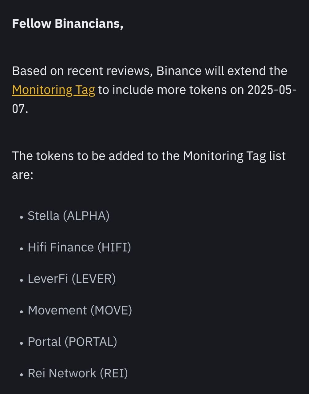 Movement MOVE попал в «кандидаты на делистинг» с Binance! Чуть ранее мы разбирали последние события, но оказалось, проект ещё не пробил дно. Вчера Movement Foundation опубликовал у себя новость о переводе 500 млн MOVE ~$85 млн на Binance для запуска второго раунда Launchpool. На этой новости MOVE дал +20%, но затем она была удалена, после чего монета упала на 20%. Далее последовал ещё один анонс о создании Move Industries — нового проекта от создателей Movement, но с другим руководством сооснователь ушел в отставку ранее . Утром монета MOVE получила тег «мониторинг» на Binance. Токены с «тегом мониторинга» проверяют на соответствие критериям листинга вероятен делистинг . Вот это заварушка. Ждите на канале обзор Чат • YouTube • Биржи