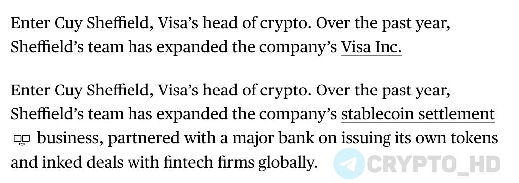 Компания Visa делает ставку на стейблкоины Bloomberg Интервью с руководителем криптонаправления Visa. Visa активно развивает бизнес по расчетам в стейблкоинах. Платежный гигант сотрудничает с крупными банками и финтех-компаниями. Компания рассматривает возможность запуска собственного стейблкоина. Visa не делает ставку на полный отказ от текущей инфраструктуры, а интегрирует стейблкоины в существующие платежные системы. Visa позиционирует себя как мост между традиционными и криптовалютными платежами. За год рынок стейблкоинов вырос на 62%, прогноз Standard Chartered = $2,000,000,000,000 в течение трех лет. Объем транзакций в стейблкоинах = около $30,000,000,000 в день <1% мировых денежных потоков . В долгосрочной перспективе стейблкоины могут заменить часть бизнеса Visa. Рынок привлекает крупных игроков PayPal, Stripe и регуляторные инициативы как Genius в США . Особый фокус Visa на развивающихся странах, где банковская инфраструктура развита слабо. Криптовалютные инициативы Visa: Visa Tokenized Asset Platform для выпуска и управления токенами на блокчейне создали в 2024 году . Пилот с испанским банком BBVA по токенам в сети Ethereum. Visa запустила расчеты в стейблкоинах – уже совершено транзакций на $200,000,000+. Соглашение с Yellow Card Африка по использованию стейблкоинов для трансграничных платежей. Crypto Headlines