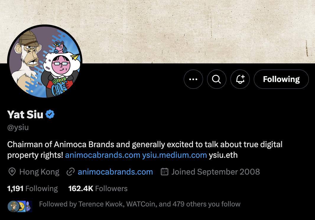 Аккаунт Twitter/X соучредителя  Animoca Brands Ята Сиу был взломан. В настоящее время аккаунт продвигает скам токены и контракты под названием «Бренды Animoca, выпускающие новые монеты». Пользователям не рекомендуется переходить по ссылкам.     PRO NFT