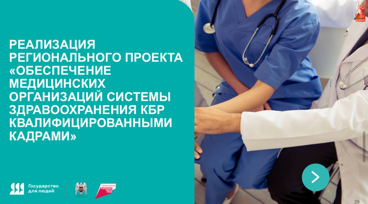В рамках коллегии подведены итоги реализации "Обеспечение медицинских организаций системы здравоохранения квалифицированными кадрами" Программа «Земский доктор/фельдшер» реализуется в КБР с 2019 года. За этот период 210 специалистов различного профиля получили работу в медорганизациях республики, в том числе расположенных в отдаленных населенных пунктах. Программа позволяет молодым медикам получать единовременные компенсационные выплаты, а отрасли здравоохранения решать кадровый вопрос. Продолжена работа по направлению на обучение по выделенным целевым местам в рамках целевого приема и целевого обучения по приоритетным специальностям. С 2019 года завершили обучение 242 специалиста по программе ординатуры, в том числе, трудоустроено 162 врача-специалиста.