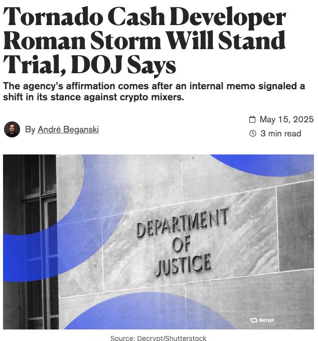 Минюст США продолжает дело Tornado Cash — новые обвинения против Романа Шторма DOJ официально выдвинул обвинения против Романа Шторма, сооснователя Tornado Cash. Его подозревают в сговоре с целью отмывания денег, обхода санкций и передачи преступных средств. При этом часть обвинений по работе без лицензии на перевод средств была снята.