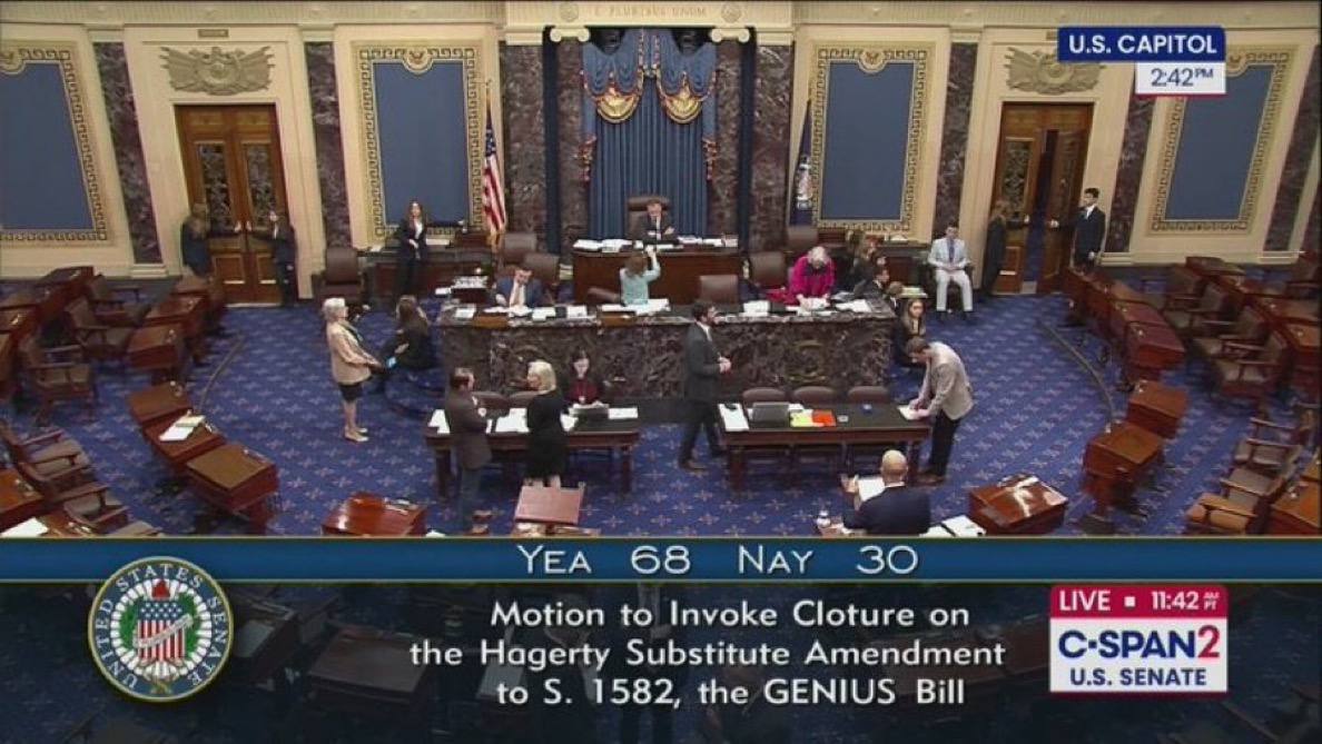 Сенат США проголосовал за принятие законопроекта о стейблкоинах GENIUS Act