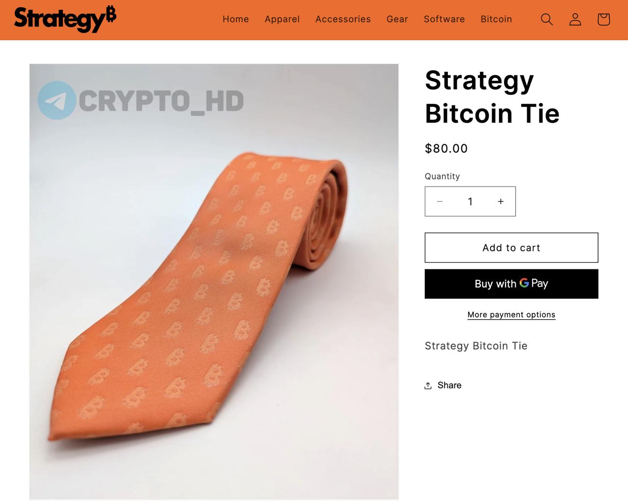 В компании Strategy Майкла Сейлора стартовали продажи фирменных оранжевых Биткоин-галстуков. Цена — 80$ за штуку. Ранее: еще больше BTC Crypto Headlines