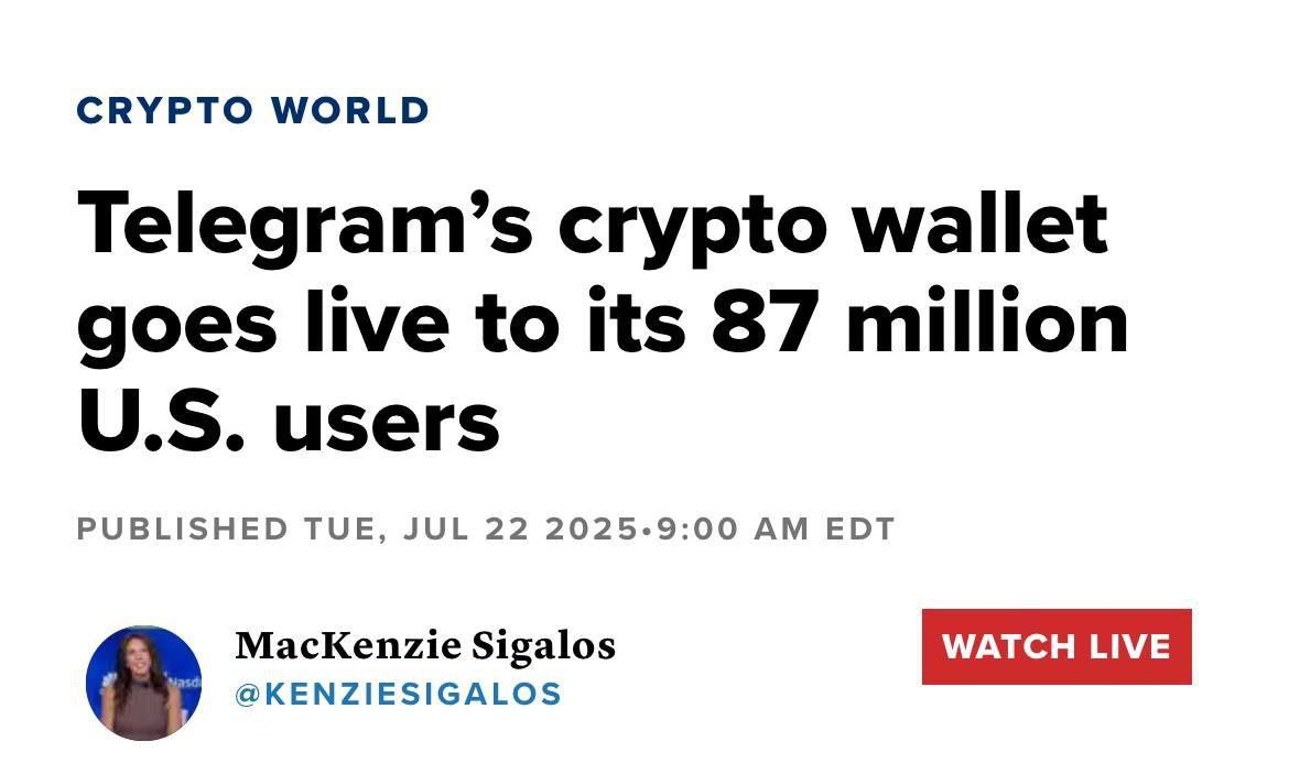 CNBC сообщает, что TON Wallet стал доступен 87 млн юзерам в США Вышли на Запад. Супер. Только два вопроса, почему TON не растет? И у скольки из 87 млн есть Telegram?