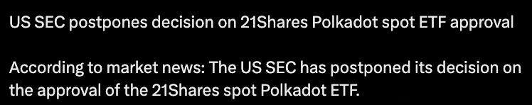 SEC отложила принятие решения по заявке 21Shares на запуск Polkadot-ETF. Оставайтесь в курсе последних новостей вместе с