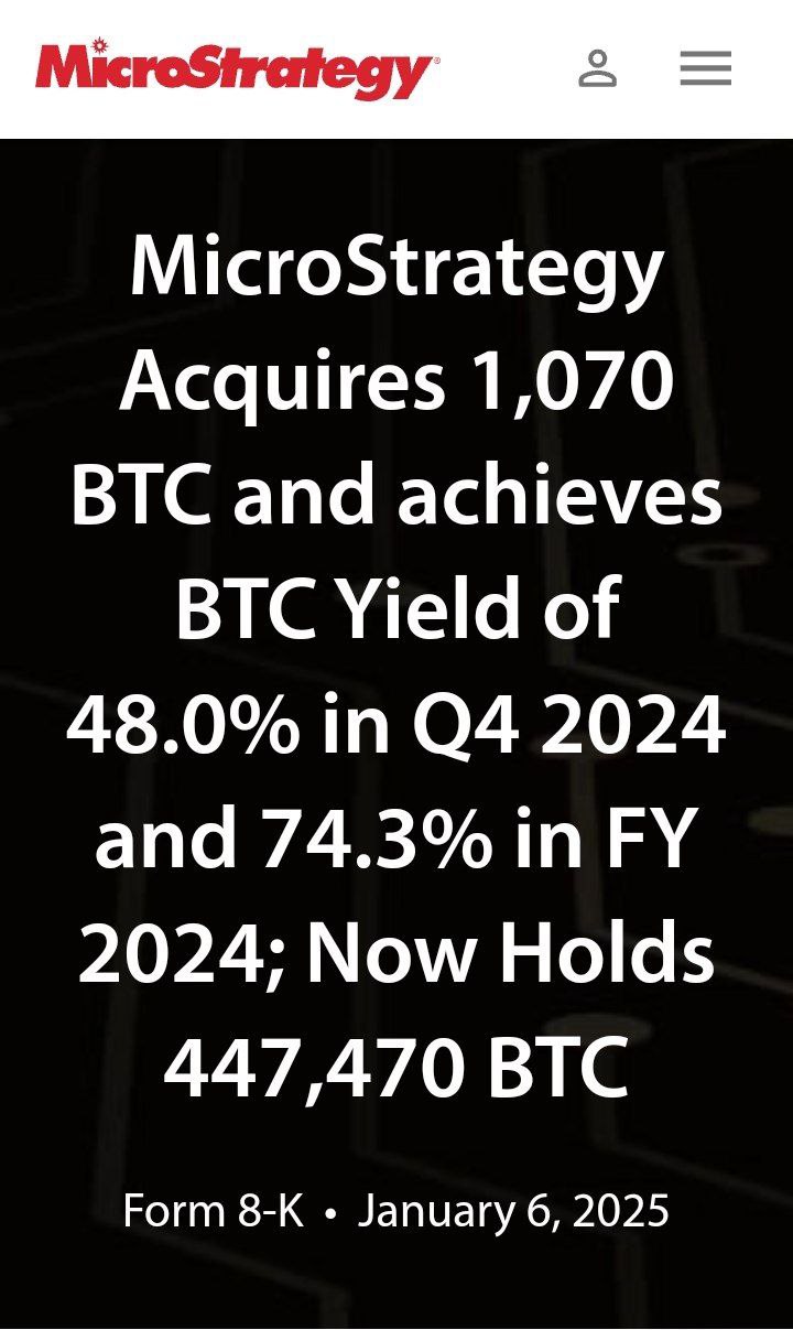 ⏰MicroStrategy приобрела 1 070 BTC  $101 млн     И что же будет через год?